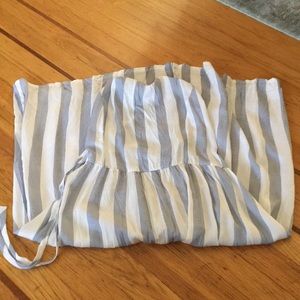 BLUE AND WHITE STRIPED HALTER DRESS